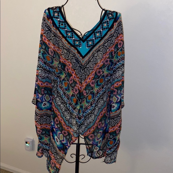 Double D Ranch Turquoise and Black Embellished Top - Picture 7 of 12